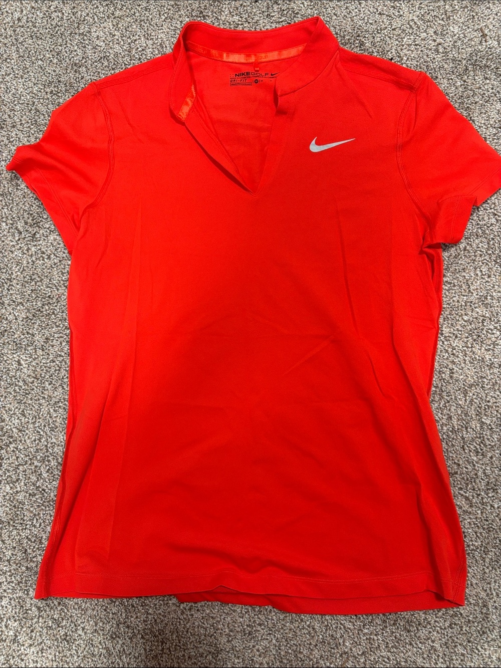 Nike Golf Women's Bright Red Orange Short-Sleeve Athletic Top